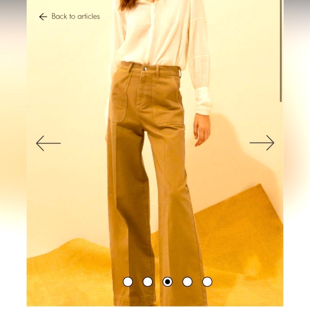 Ba&sh dixon khaki mustard denim pants classic spring wide leg casual high $250
